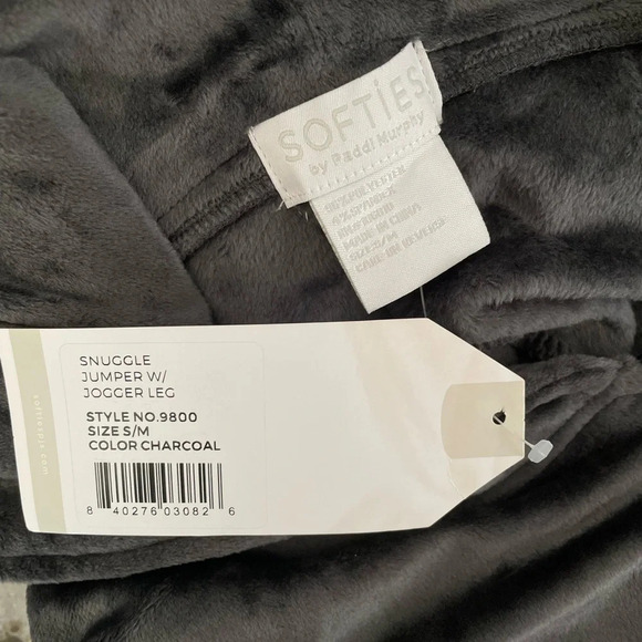SOFTIES by Paddi Murphy Snuggle Jumper Jogger Leg Charcoal Gray Onsie Pajama NWT - Picture 2 of 5